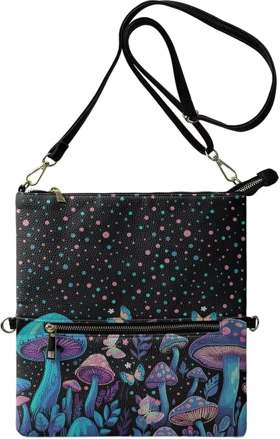 INSTANTARTS Envelope Handbags for Women Shoulder Crossbody Bag PU Leather Prom Party Evening Bags with Zipper