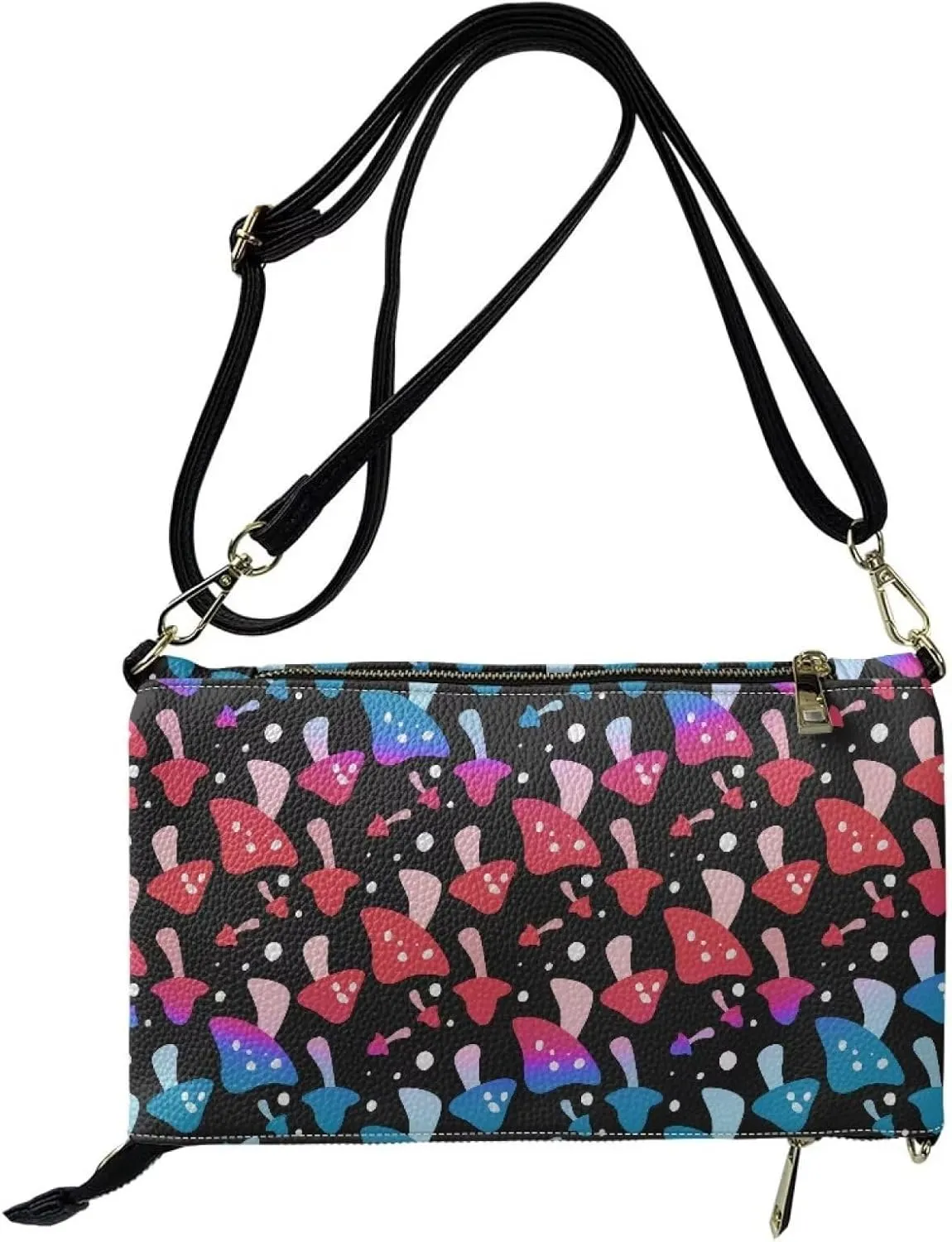 INSTANTARTS Envelope Handbags for Women Shoulder Crossbody Bag PU Leather Prom Party Evening Bags with Zipper