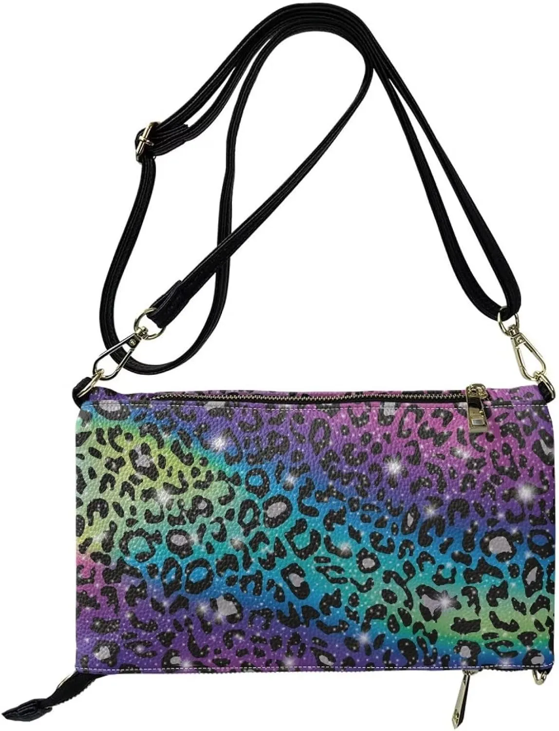 INSTANTARTS Womens Envelope Handbags Elegant Evening Bags PU Leather Zipper Shoulder Purses Crossbody Bags