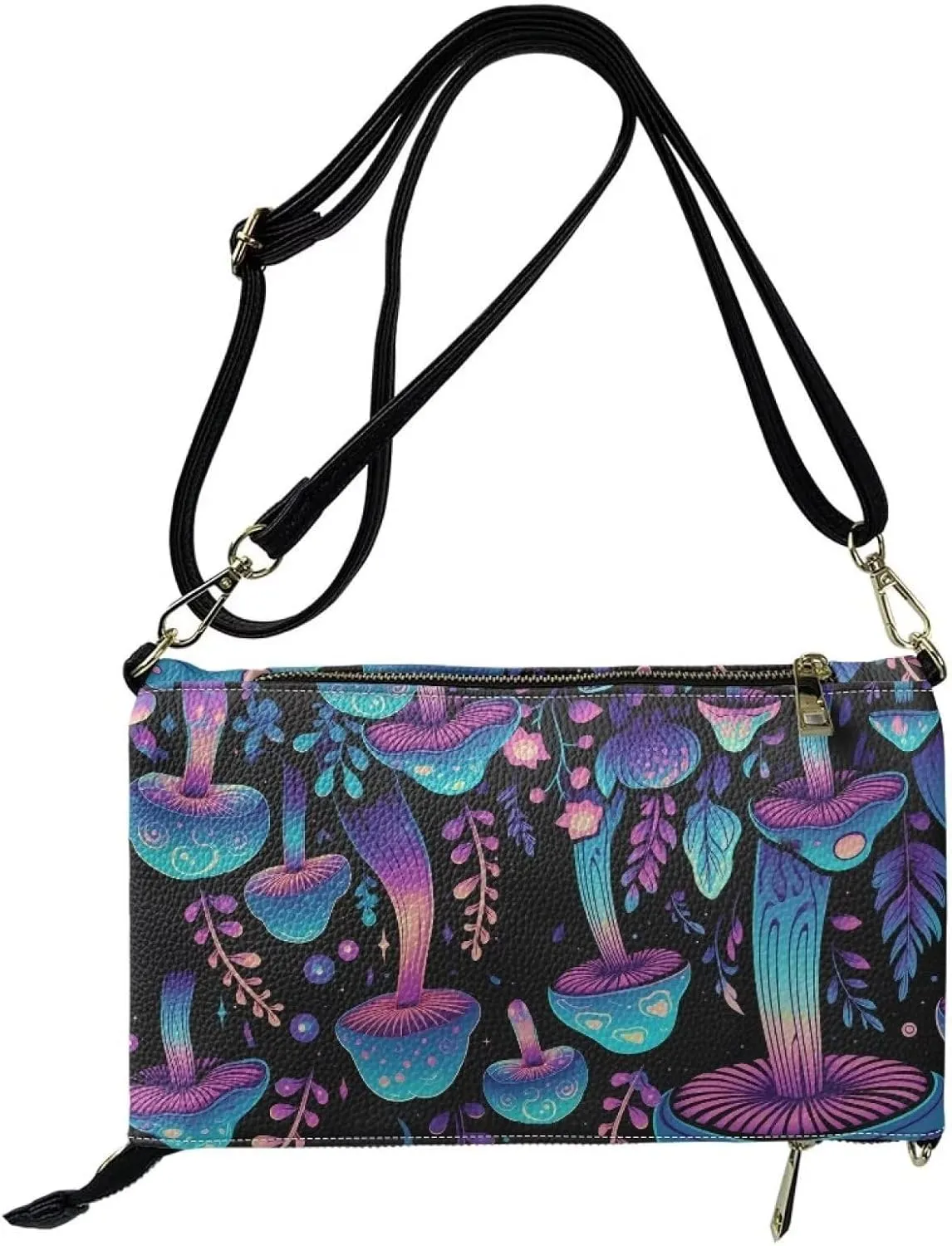 INSTANTARTS Womens Envelope Handbags Elegant Evening Bags PU Leather Zipper Shoulder Purses Crossbody Bags