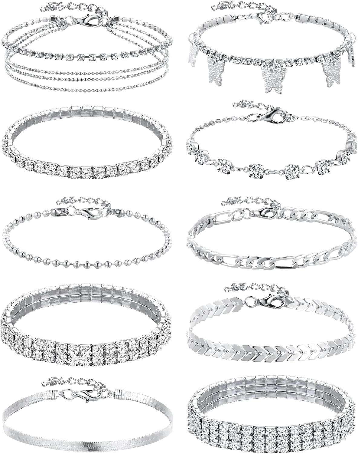 Jadive 10 Pcs Ankle Bracelets for Women Adjustable Beaded Boho Beach Anklet Chain Bracelet Jewelry Anklet Set for Teens Girls, 10 Styles