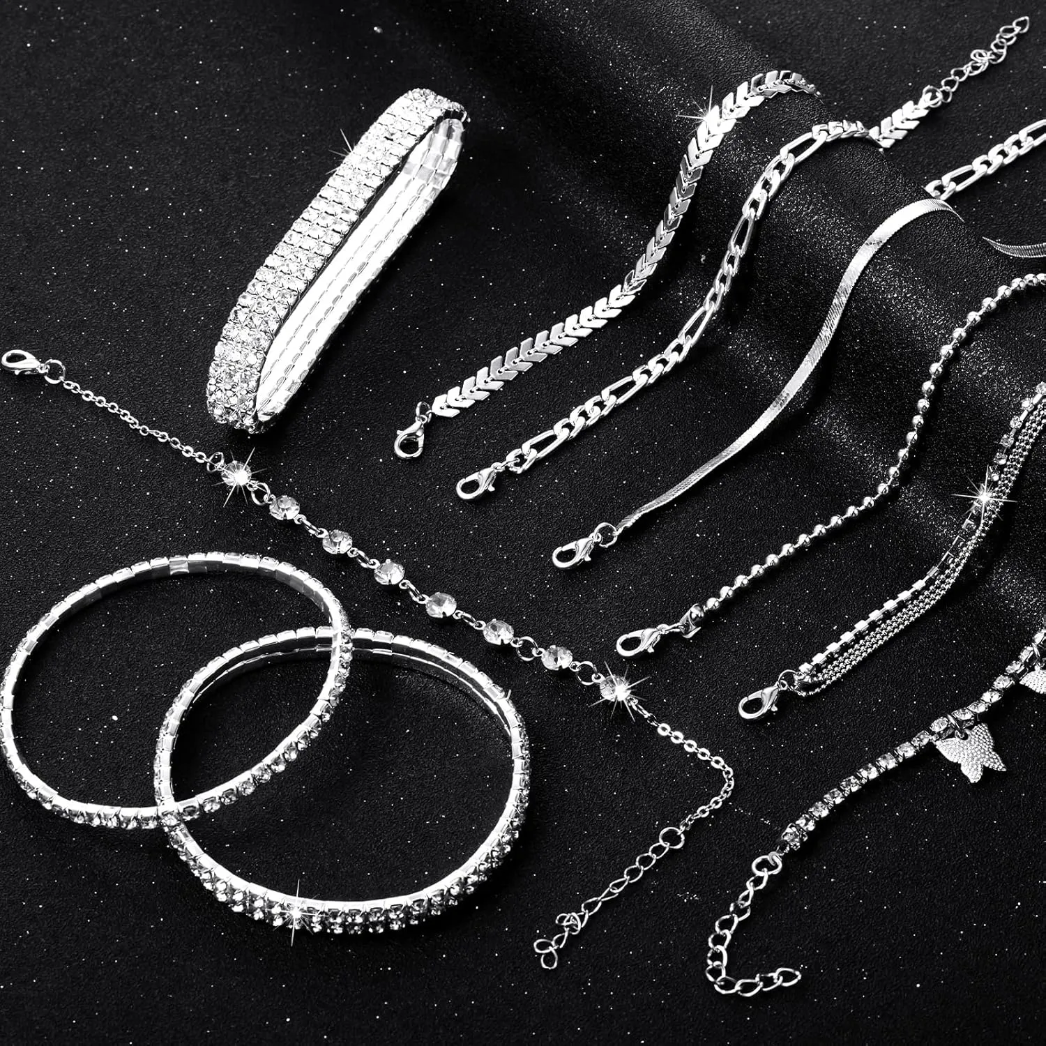 Jadive 10 Pcs Ankle Bracelets for Women Adjustable Beaded Boho Beach Anklet Chain Bracelet Jewelry Anklet Set for Teens Girls, 10 Styles