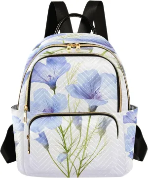 Joko Ivery Blue Poppy Flower Mini Backpack for Women Small Backpack Purse for Girls Quilted Daypack for Travel Work Daily Laptop Fashion Back Pack Shoulder Purses Bags for Teens College Bookbag