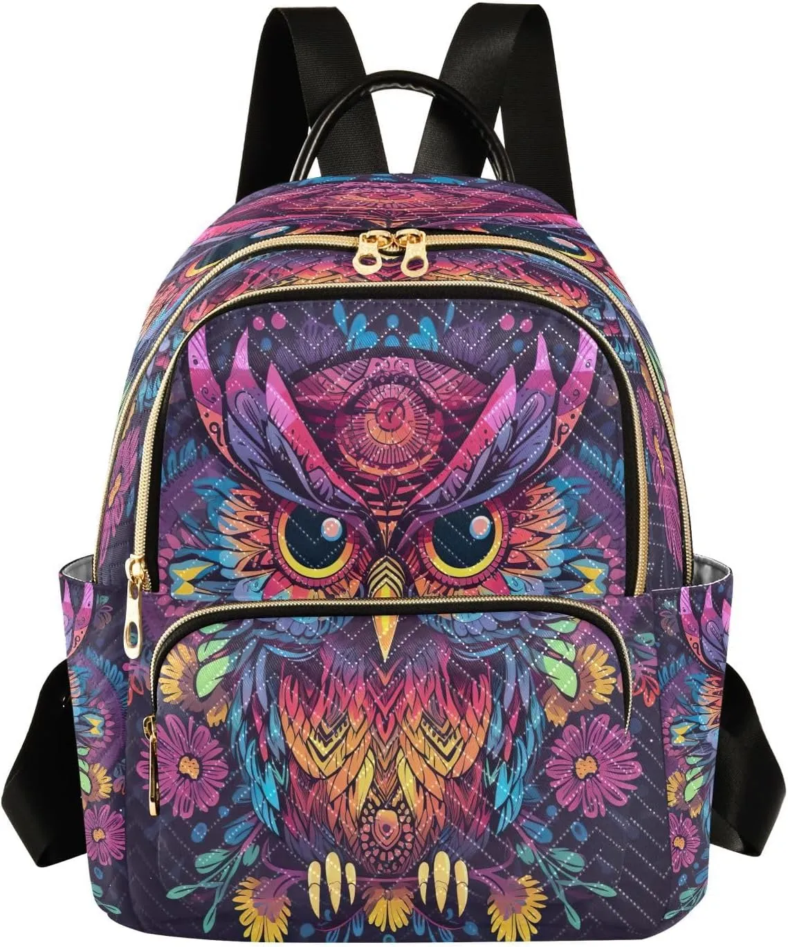 Joko Ivery Mandala Owl Floral Mini Backpack for Women Small Backpack Purse for Girls Quilted Daypack for Daily Travel Work Shoulder Purses Bags Fashion Laptop Back Pack for Teens College Bookbag