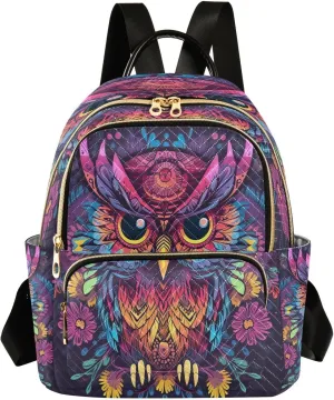 Joko Ivery Mandala Owl Floral Mini Backpack for Women Small Backpack Purse for Girls Quilted Daypack for Daily Travel Work Shoulder Purses Bags Fashion Laptop Back Pack for Teens College Bookbag