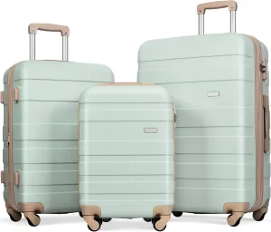 Kaimei 3 Piece Expandable ABS Hardside Luggage Sets Spinner Wheels Suitcases TSA Lock 20" 24" 28" 3PC Luggage Set Durable Lightweight