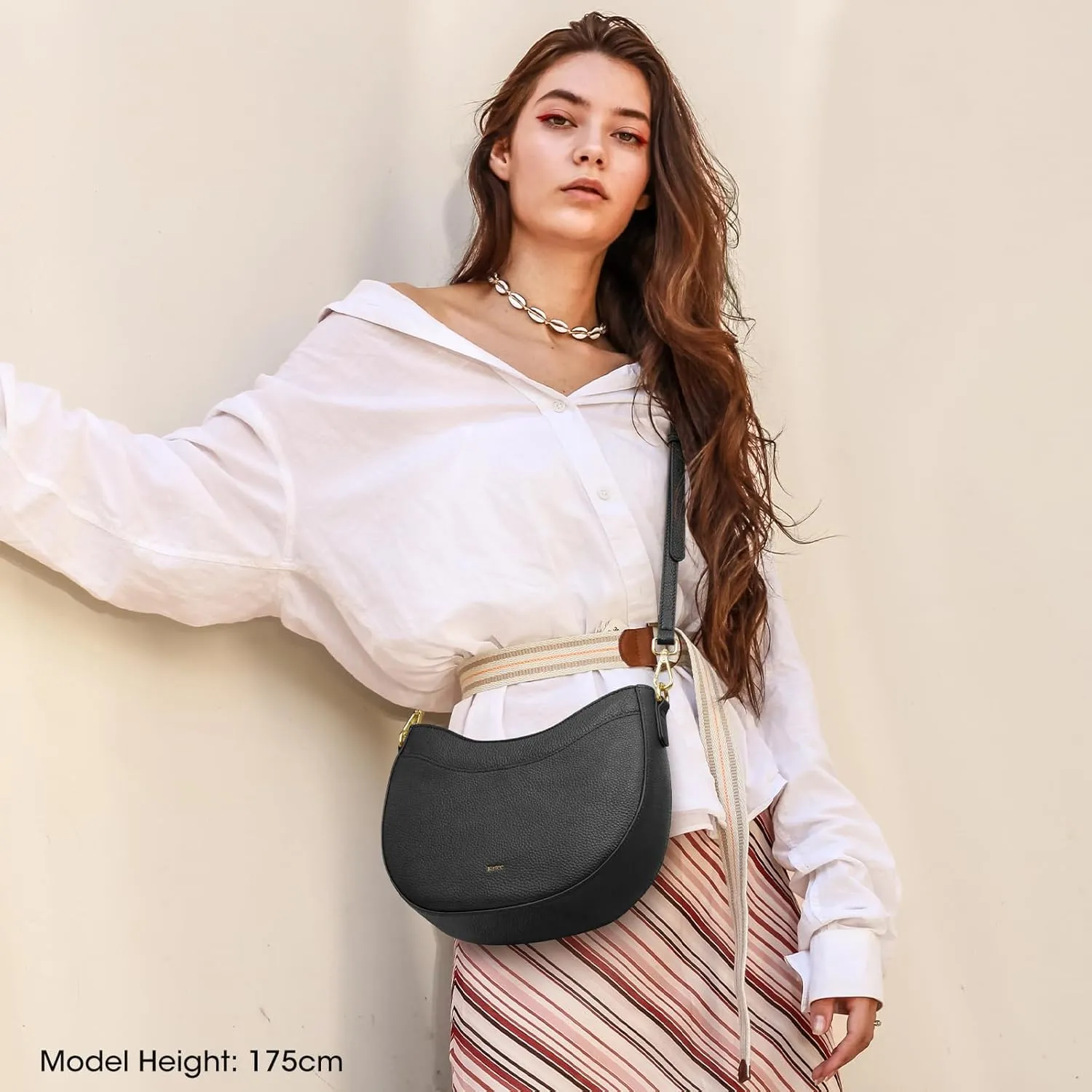 Kattee Leather Crossbody Bags for Women, Small Purses and Handbags, Soft Hobo Shoulder Satchel with Zipper Closure