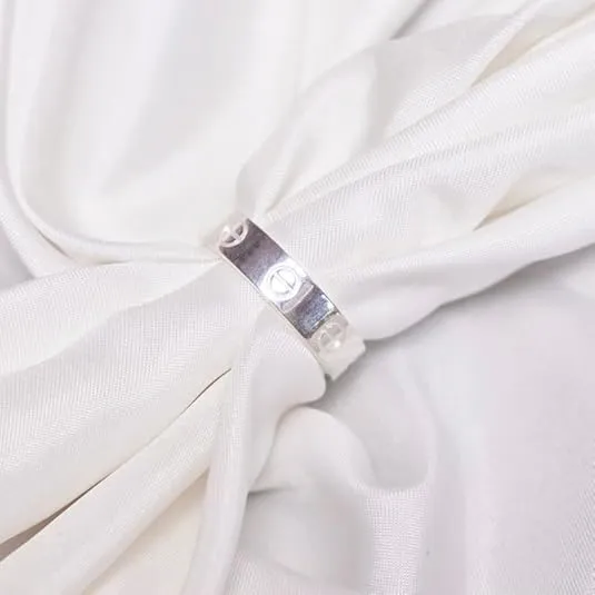 KHATU CRAFT 14K White Plated Screw Design Band Finger Ring 925 Sterling Silver Rings Unique Daisy Ring Statement Ring