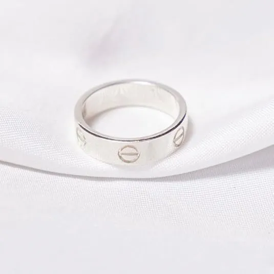 KHATU CRAFT 14K White Plated Screw Design Band Finger Ring 925 Sterling Silver Rings Unique Daisy Ring Statement Ring