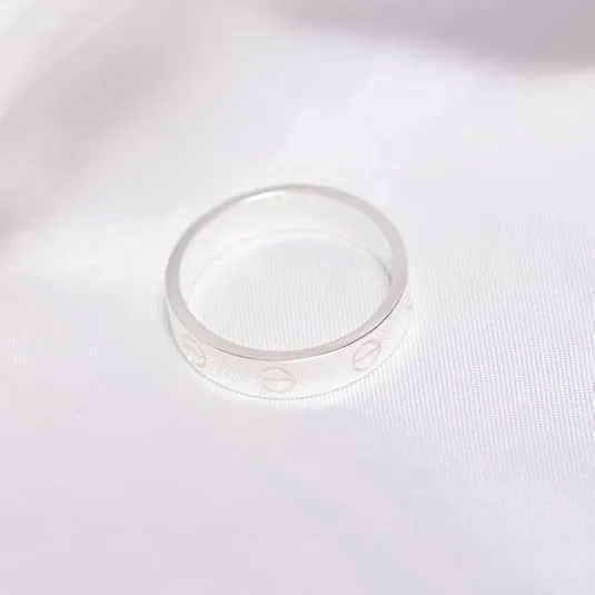 KHATU CRAFT 14K White Plated Screw Design Band Finger Ring 925 Sterling Silver Rings Unique Daisy Ring Statement Ring