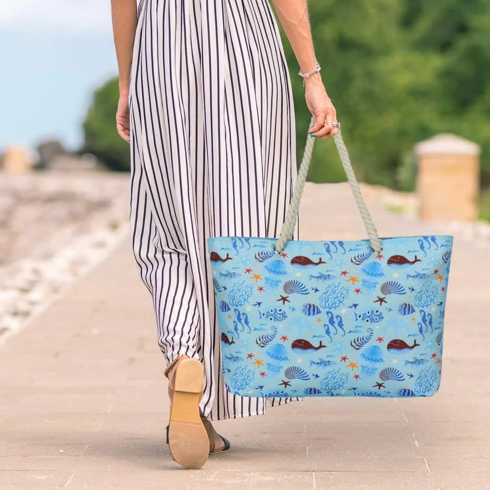 KUAK Beach Bags for Women Extra Large Beach Tote Bag with Top Zipper, 3 Inner Pockets Waterproof Sandproof Swim Pool Bag