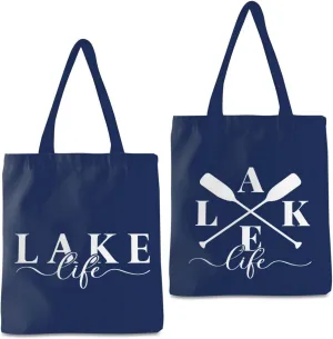 Lake Life Tote Bags for Women | Water-Resistant Beach Totes | Lake House Gifts for Mom/Wife
