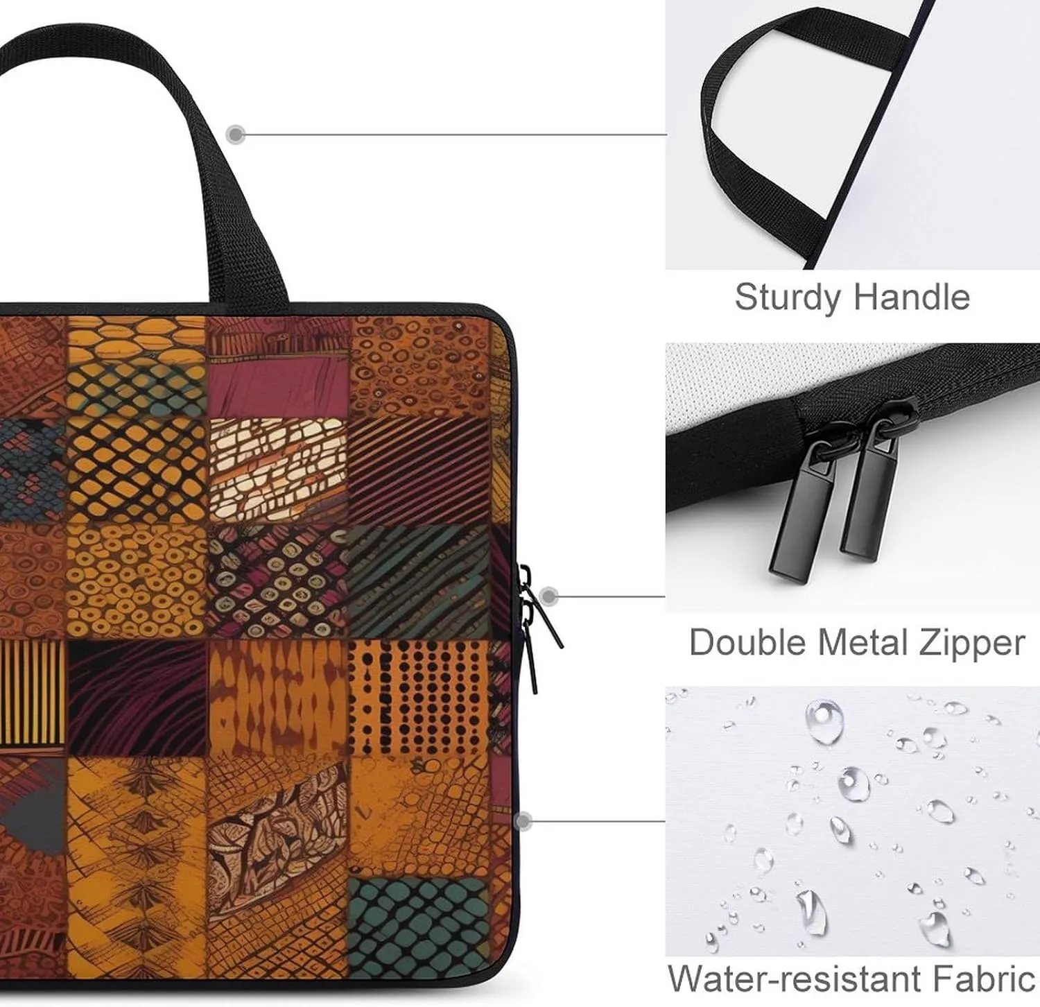 Laptop Bag Ultrathin African Style Patchwork Printing Laptop Carrying Case Portability Messenger Bags For Work Travel