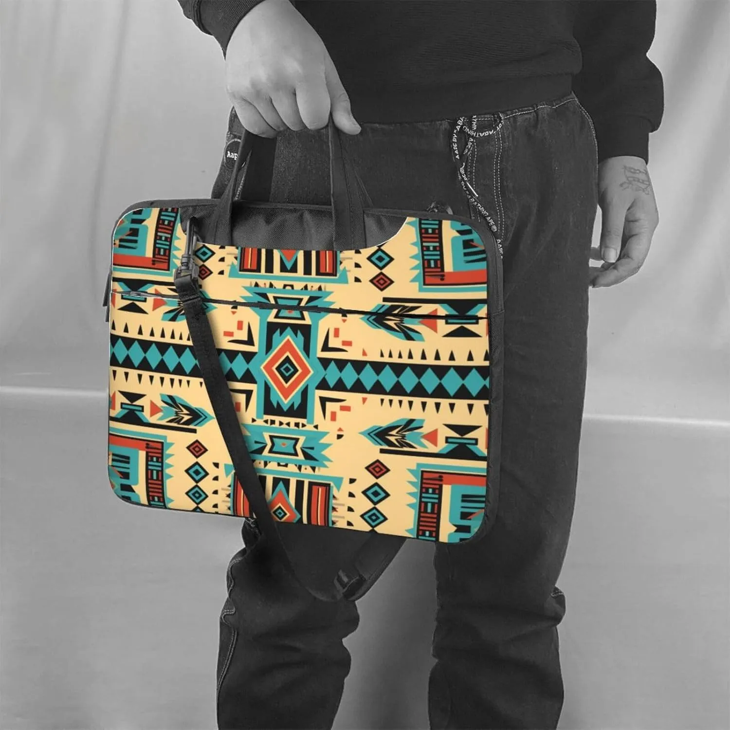 Laptop Bag Vintage Ceramic Tile Ethnic Patchwork Laptop Tote Bag Women Men Laptop Sleeve Case Computer Bag