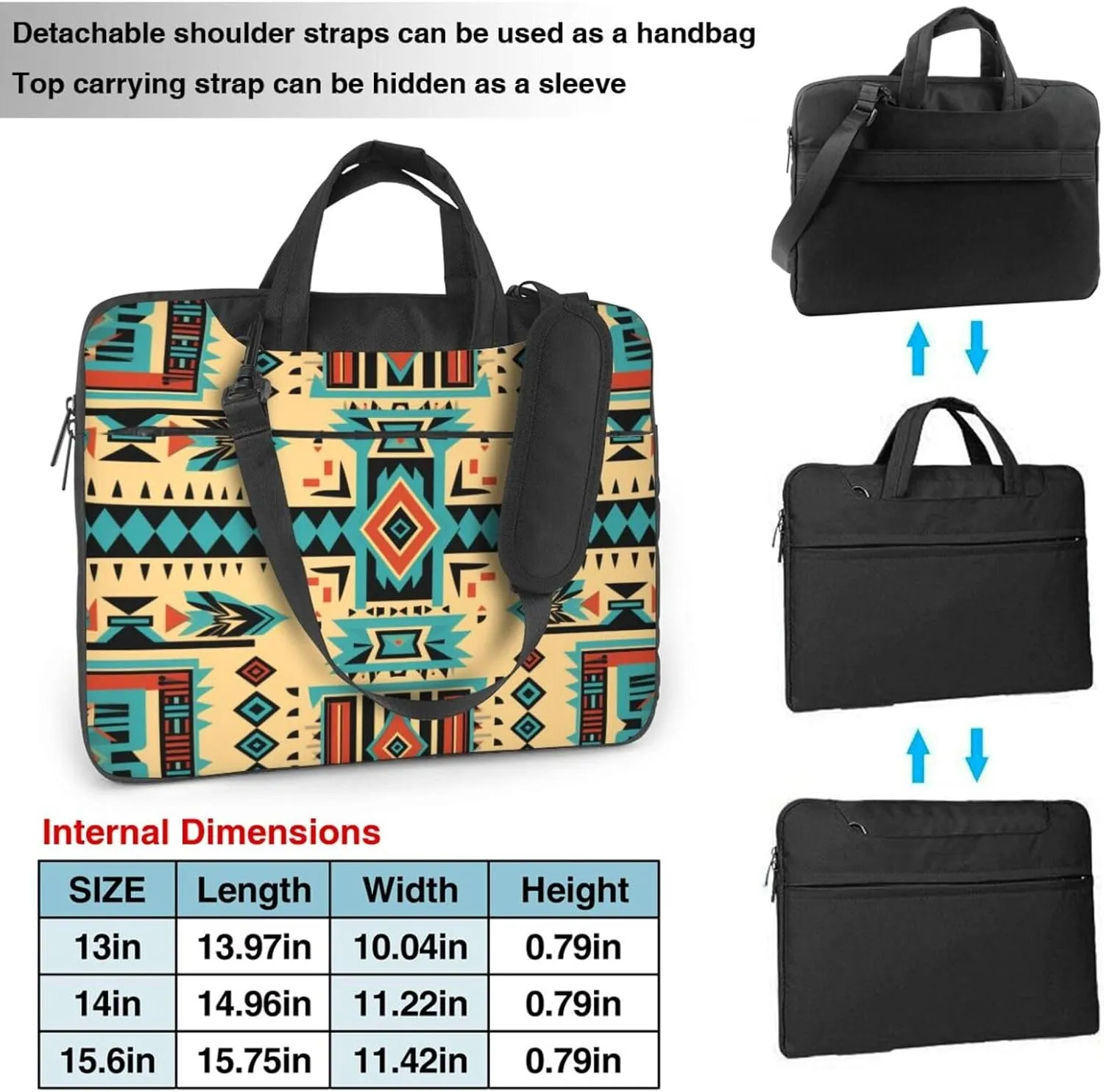 Laptop Bag Vintage Ceramic Tile Ethnic Patchwork Laptop Tote Bag Women Men Laptop Sleeve Case Computer Bag