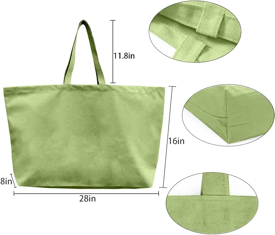 Large Canvas Tote Bag-Extra Big Shopping Beach Totes Bags Reusable Largest Grocery Plain Solid Bag 28"x8"x16"