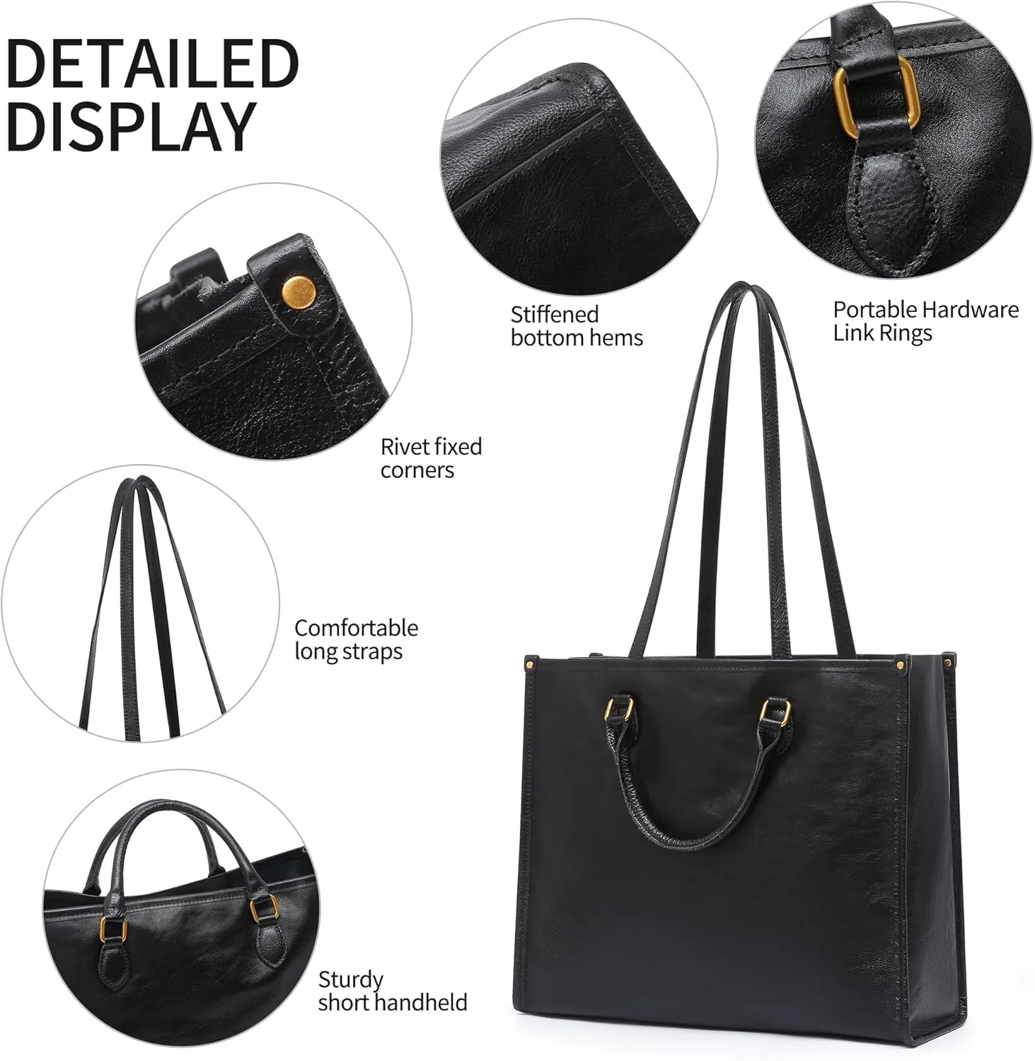 Large Leather Tote Bag for Women, Leather Handbags,Genuine Satchel Bags, Soft Shoulder Purses