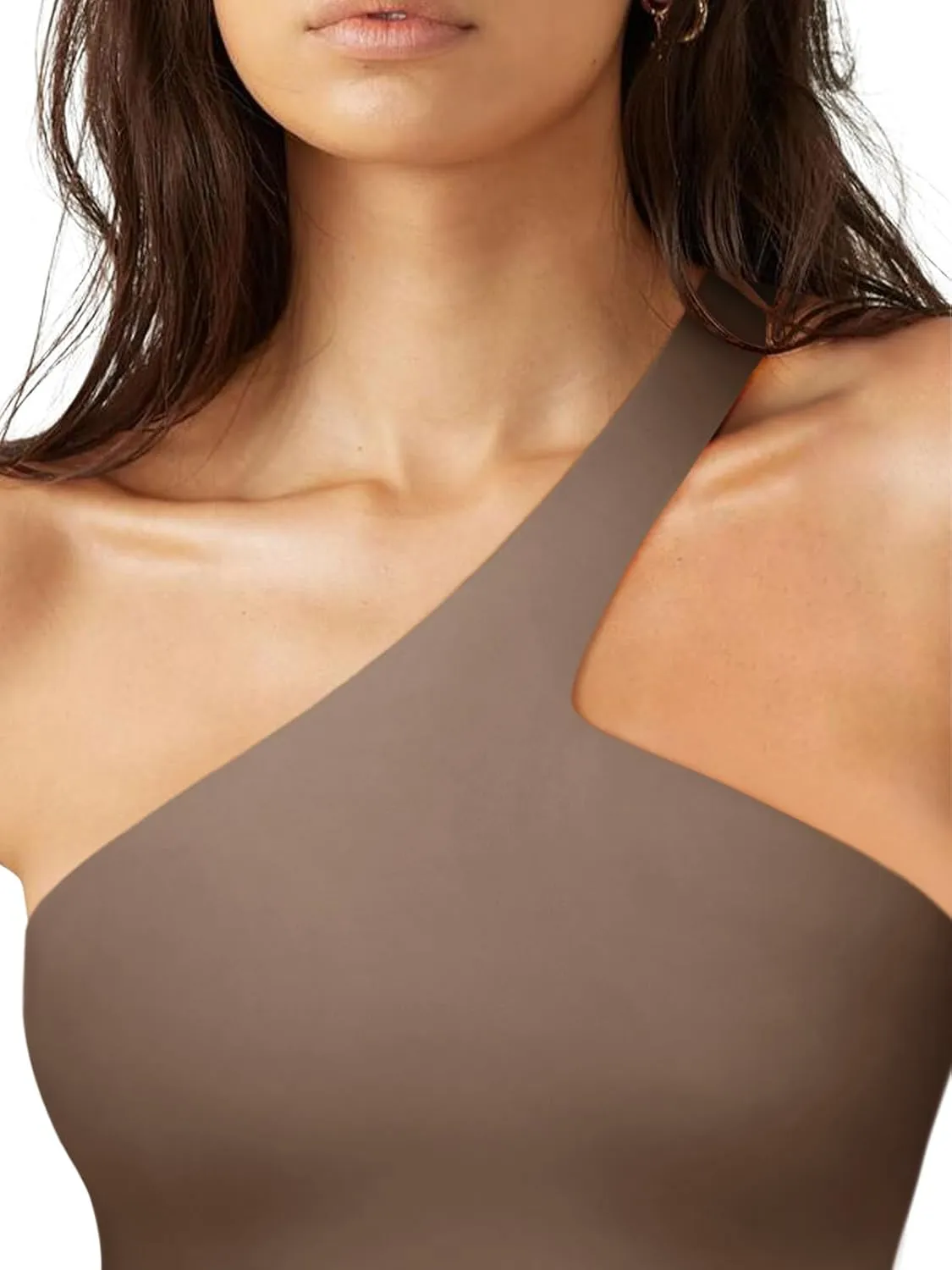 LASLULU Womens Sexy One Shoulder Sports Bra Sleeveless Workout Yoga Bra Backless Summer Crop Tank Tops