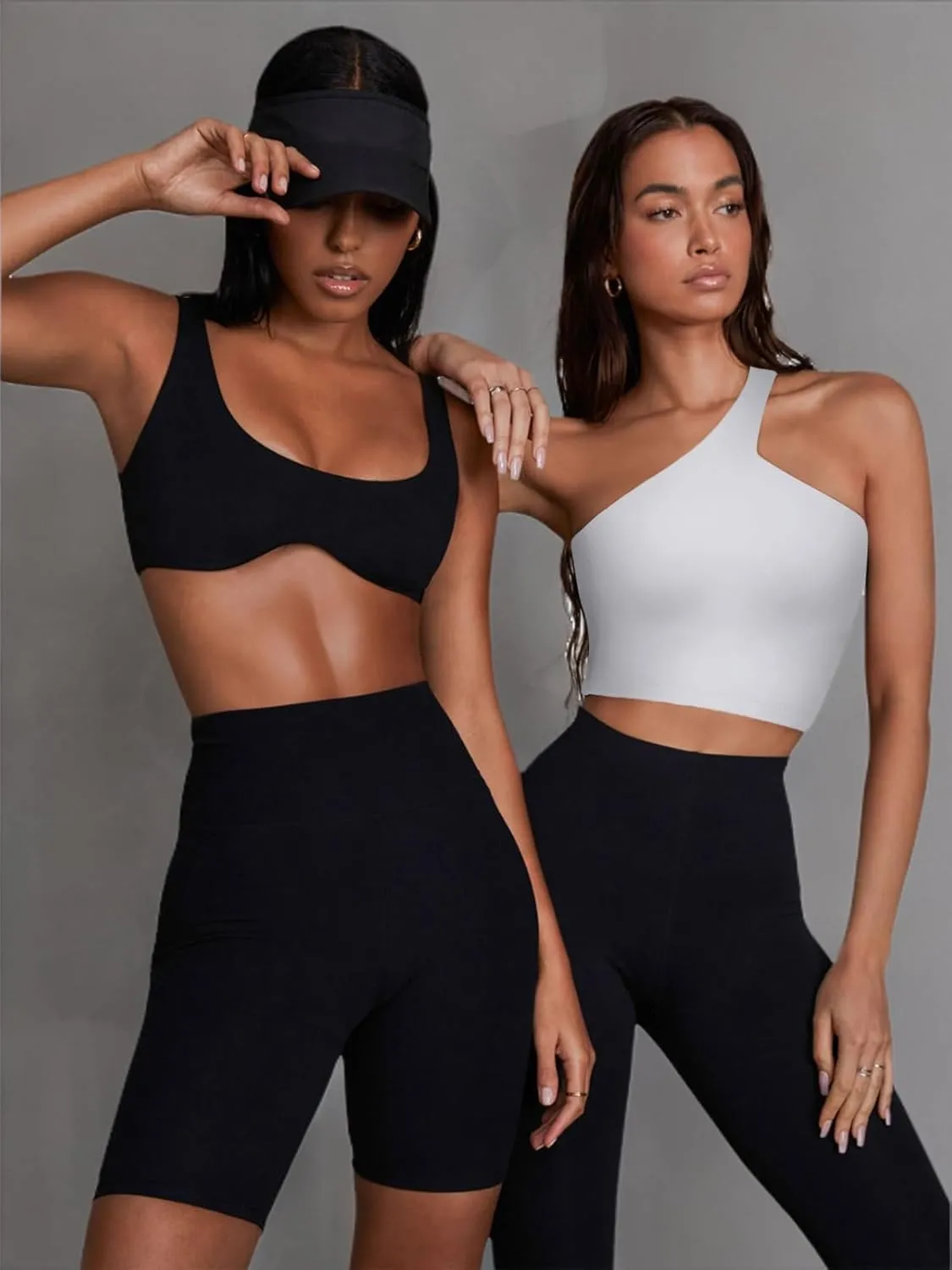LASLULU Womens Sexy One Shoulder Sports Bra Sleeveless Workout Yoga Bra Backless Summer Crop Tank Tops
