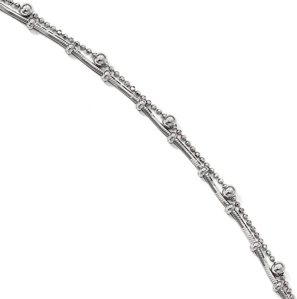 Leslie's 925 Sterling Silver Double Strand w/ .5in ext. Anklet; 9 inch