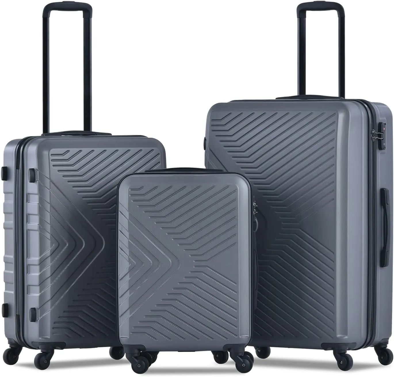 Lightweight Hard-Shell Luggage Set with TSA Lock and Spinner Wheels, Convenient 3 Piece Set (20/24/28), Gray