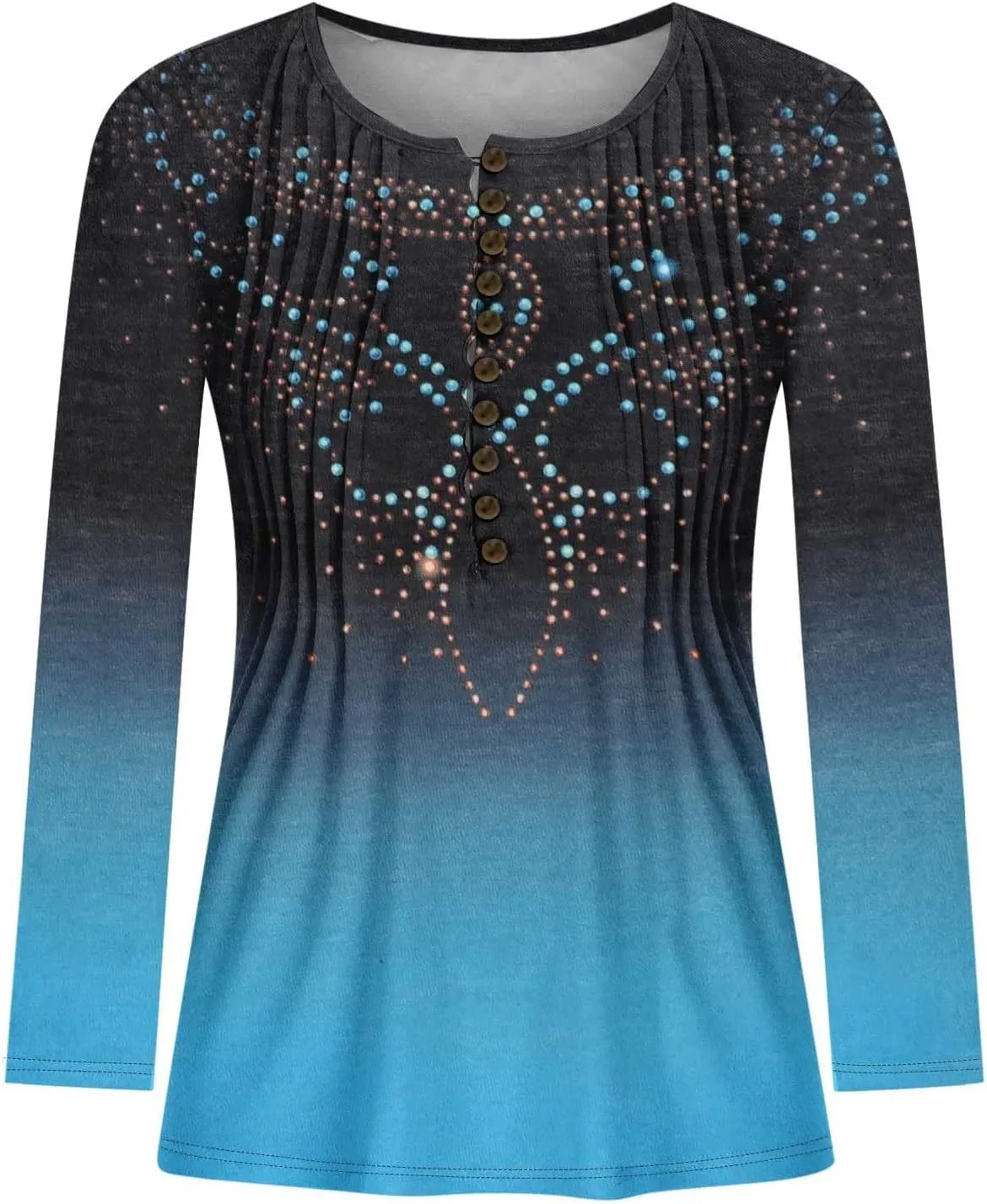 Long Sleeve Shirts for Women Fall Fashion 2024 Boho Floral Print Tunic Tops Button V Neck Tshirt Casual Loose Blouses