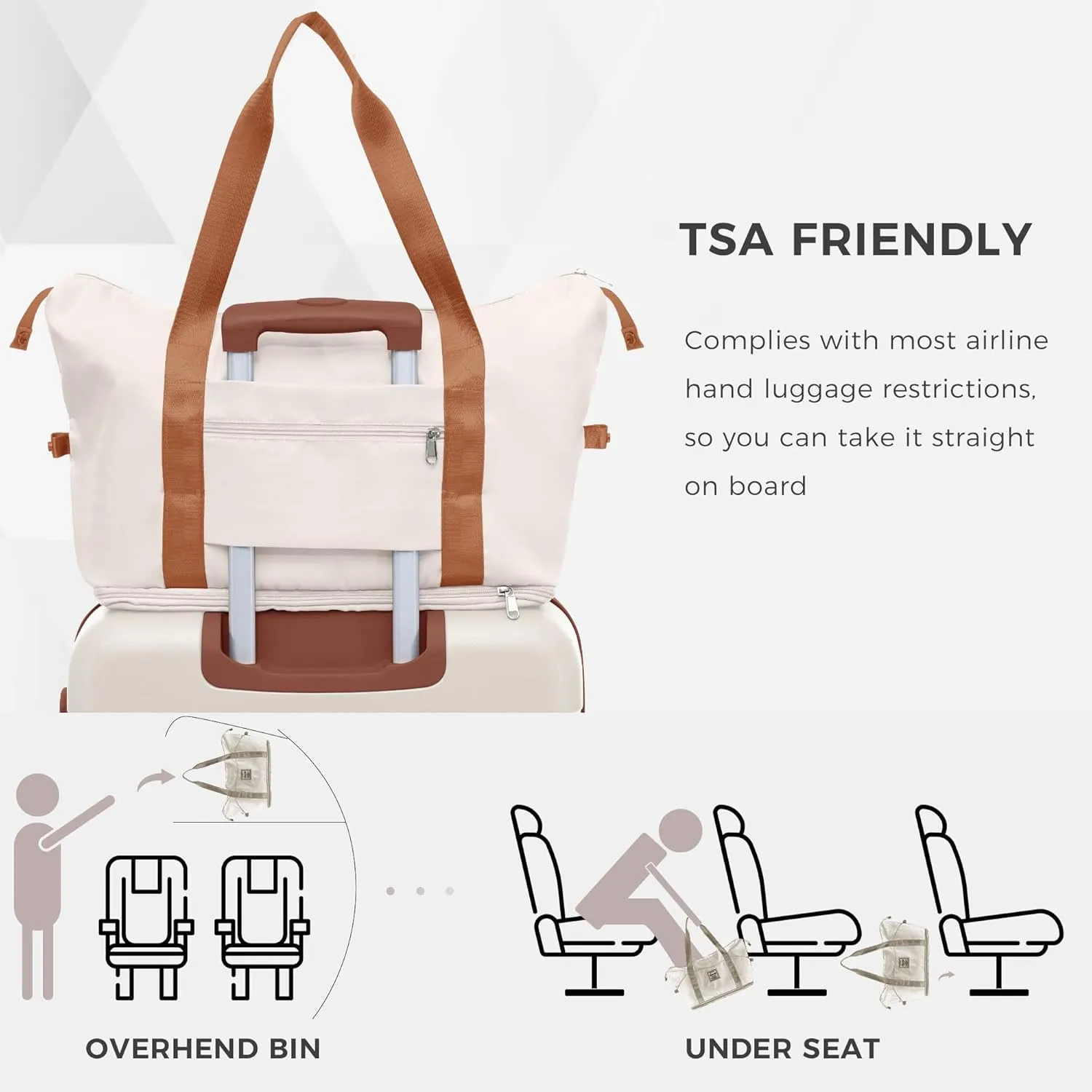 Luggage Sets 4 Piece, ABS Durable Suitcase with Travel Bag, Carry On Luggage Suitcase Set with 360 Spinner Wheels(Ivory brown)