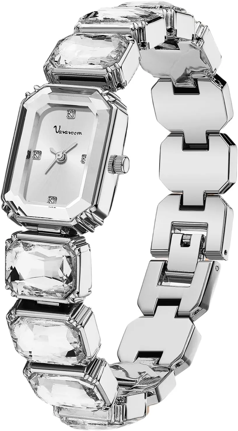 Luxury Womens Crystal Bracelet Watch Elegant Rectangular Minimalist Dial Diamond Bangle Band Waterproof Fashion Dainty Ladies Quartz Watches Ladies Gift