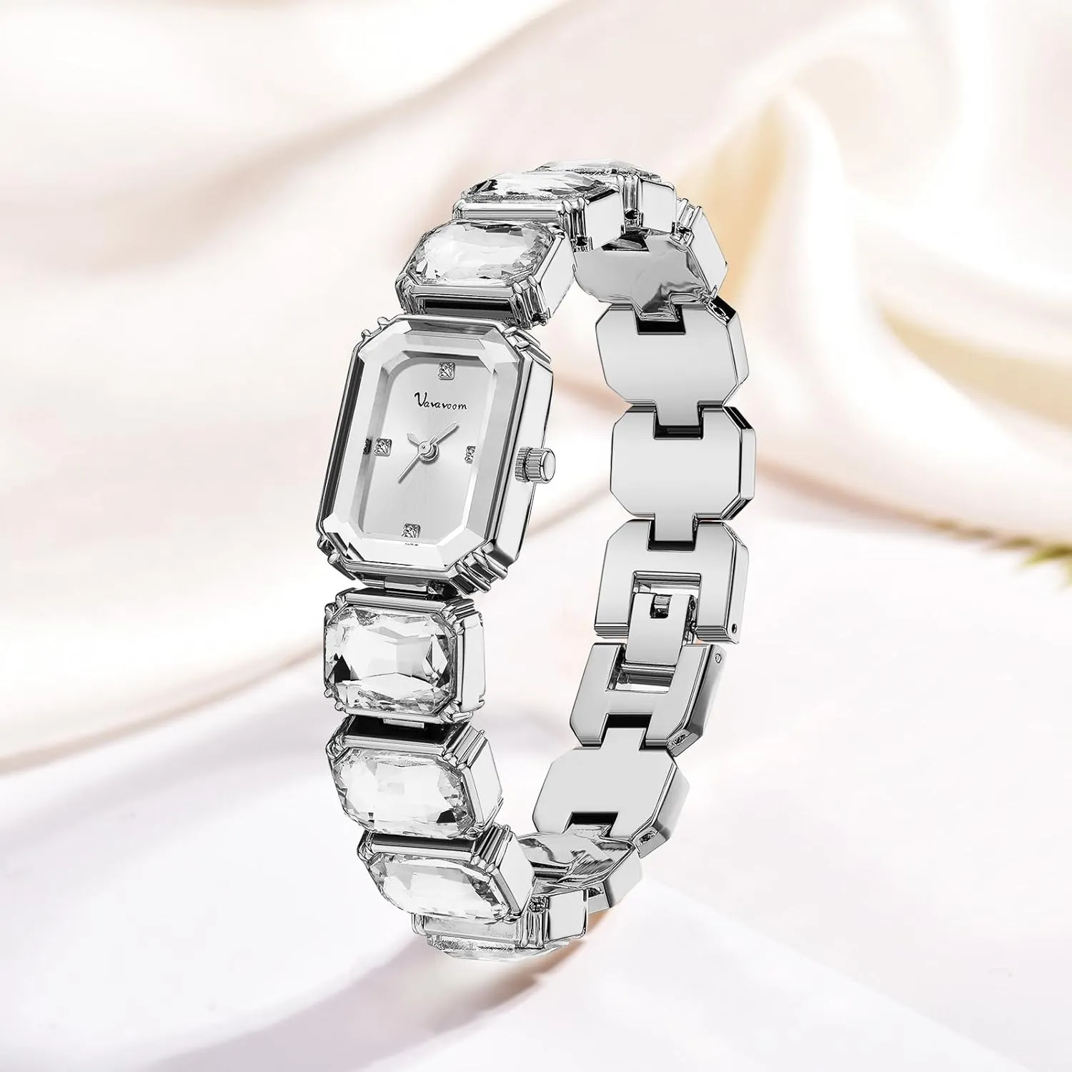 Luxury Womens Crystal Bracelet Watch Elegant Rectangular Minimalist Dial Diamond Bangle Band Waterproof Fashion Dainty Ladies Quartz Watches Ladies Gift