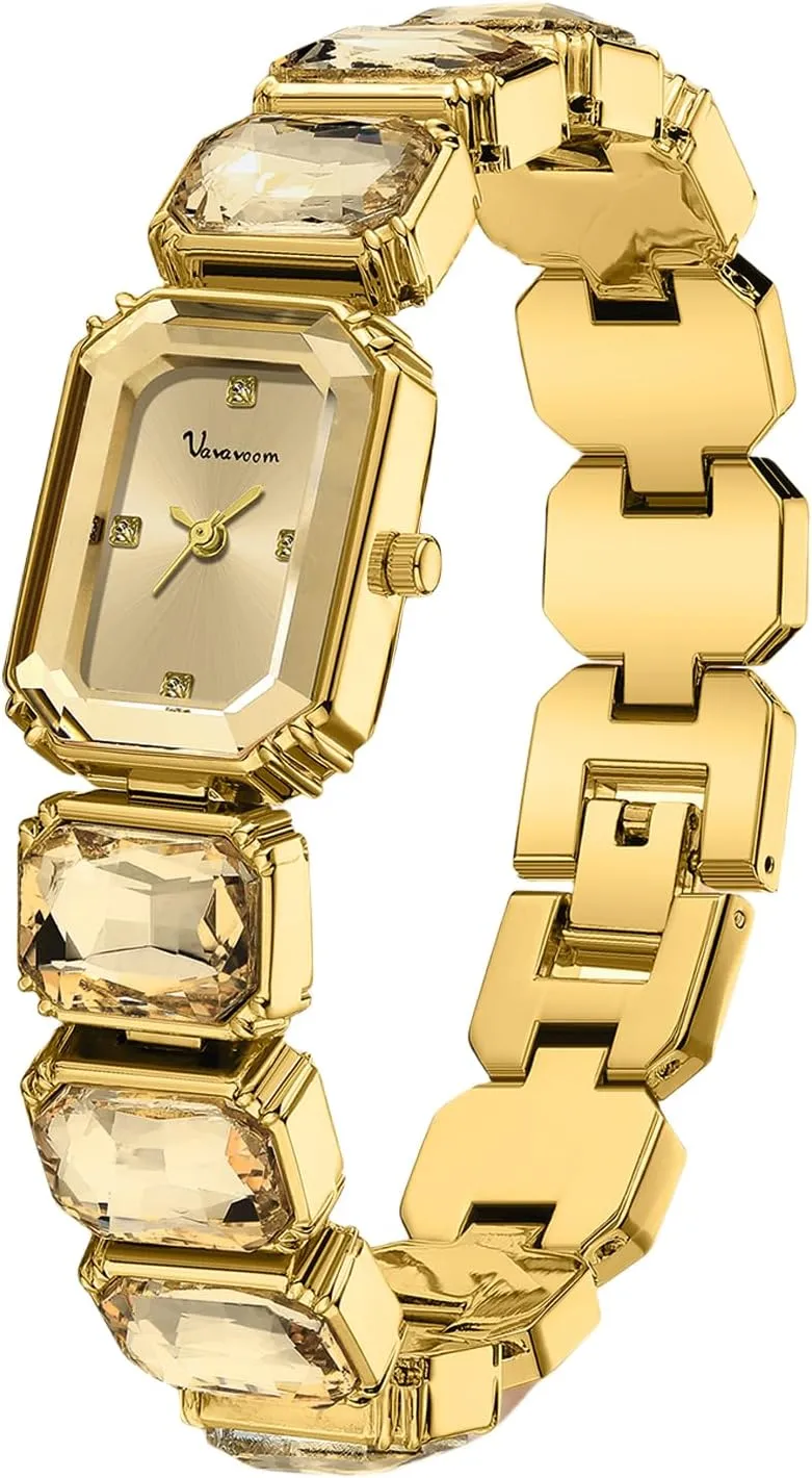 Luxury Womens Crystal Bracelet Watch Elegant Rectangular Minimalist Dial Diamond Bangle Band Waterproof Fashion Dainty Ladies Quartz Watches Ladies Gift