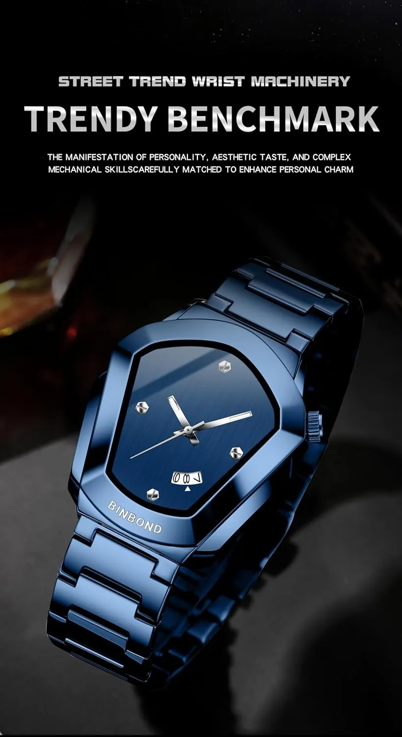 MASTOP Mens Gold Watch Unique Analog Quartz Stainless Steel Watch for Men with Date Luminous Hands Waterproof 30M Classic Dress Minimalist Luxury Watches for Business
