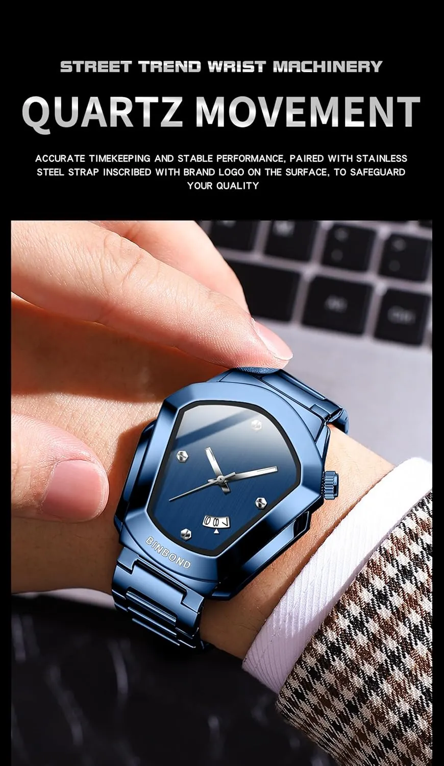 MASTOP Mens Gold Watch Unique Analog Quartz Stainless Steel Watch for Men with Date Luminous Hands Waterproof 30M Classic Dress Minimalist Luxury Watches for Business