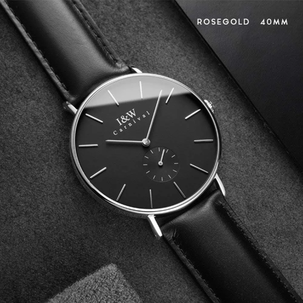 MASTOP Minimalist Mens Ultra-Thin Watch Analog Quartz Leather Band 30M Waterproof Business Casual Unisex Watch