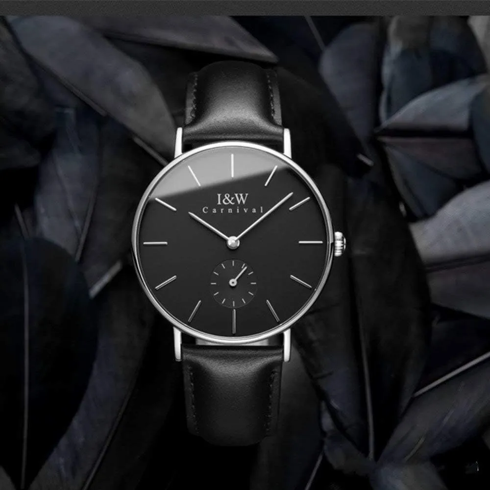 MASTOP Minimalist Mens Ultra-Thin Watch Analog Quartz Leather Band 30M Waterproof Business Casual Unisex Watch