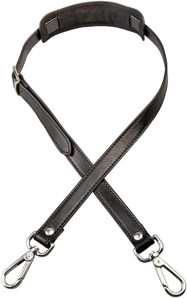 Maxwell Scott - Luxury Leather Luggage/Briefcase Strap with Padded Shoulder Saver - Made from Full Grain Hides - Black