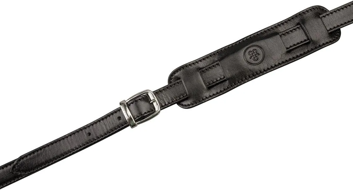 Maxwell Scott - Luxury Leather Luggage/Briefcase Strap with Padded Shoulder Saver - Made from Full Grain Hides - Black
