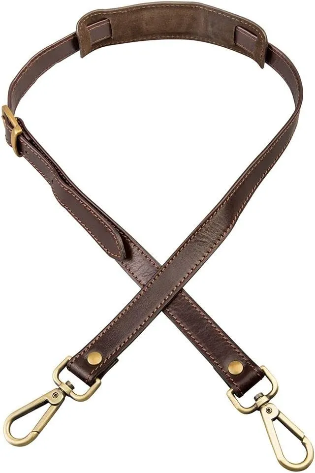 Maxwell Scott - Luxury Leather Luggage/Briefcase Strap with Padded Shoulder Saver - Made from Full Grain Hides - Dark Brown