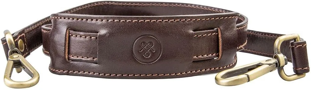 Maxwell Scott - Luxury Leather Luggage/Briefcase Strap with Padded Shoulder Saver - Made from Full Grain Hides - Dark Brown