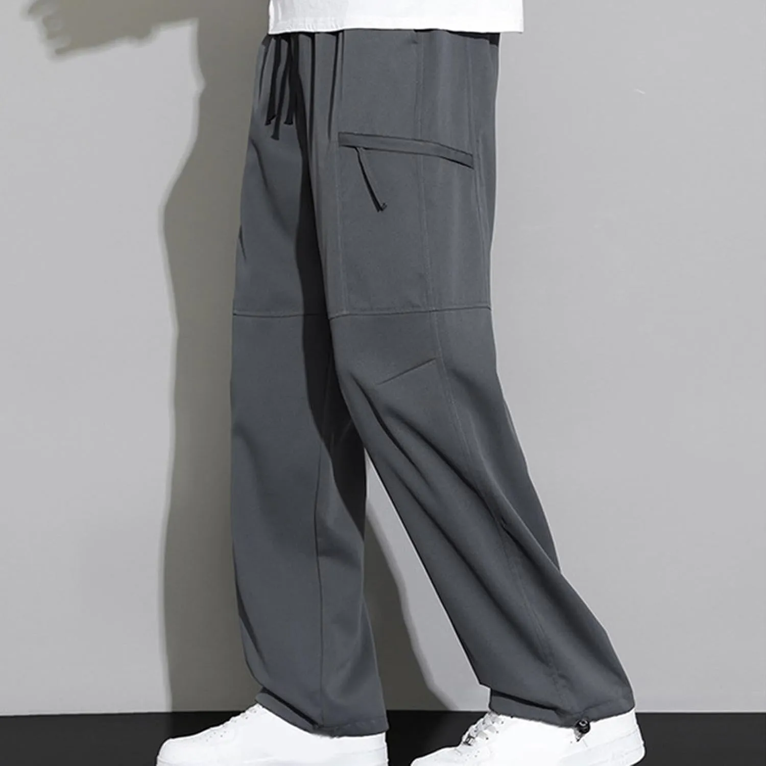 Men Lightweight Loose Pants Lounge Work Pants Beach Elastic Waist Pants Breathable Daily Pants Soft Home Pants