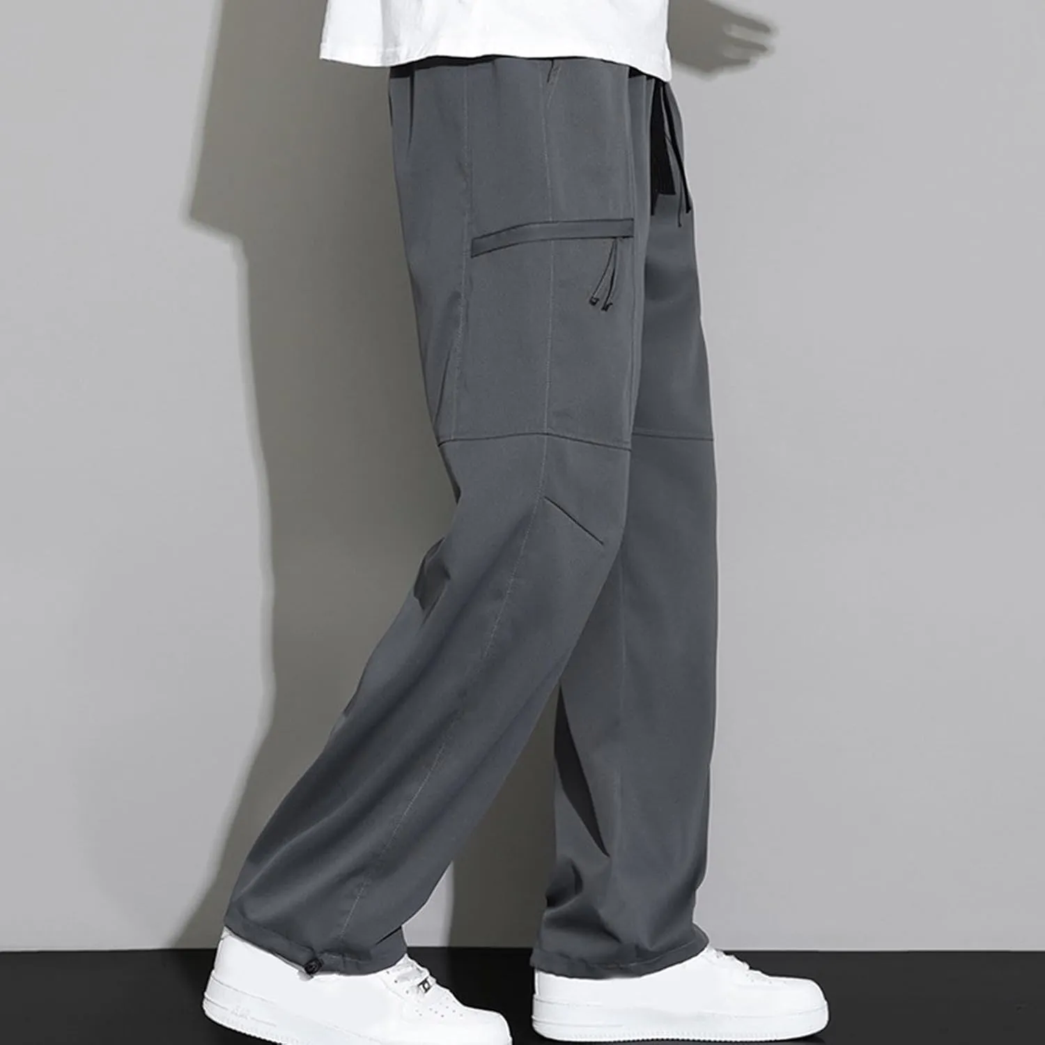 Men Lightweight Loose Pants Lounge Work Pants Beach Elastic Waist Pants Breathable Daily Pants Soft Home Pants