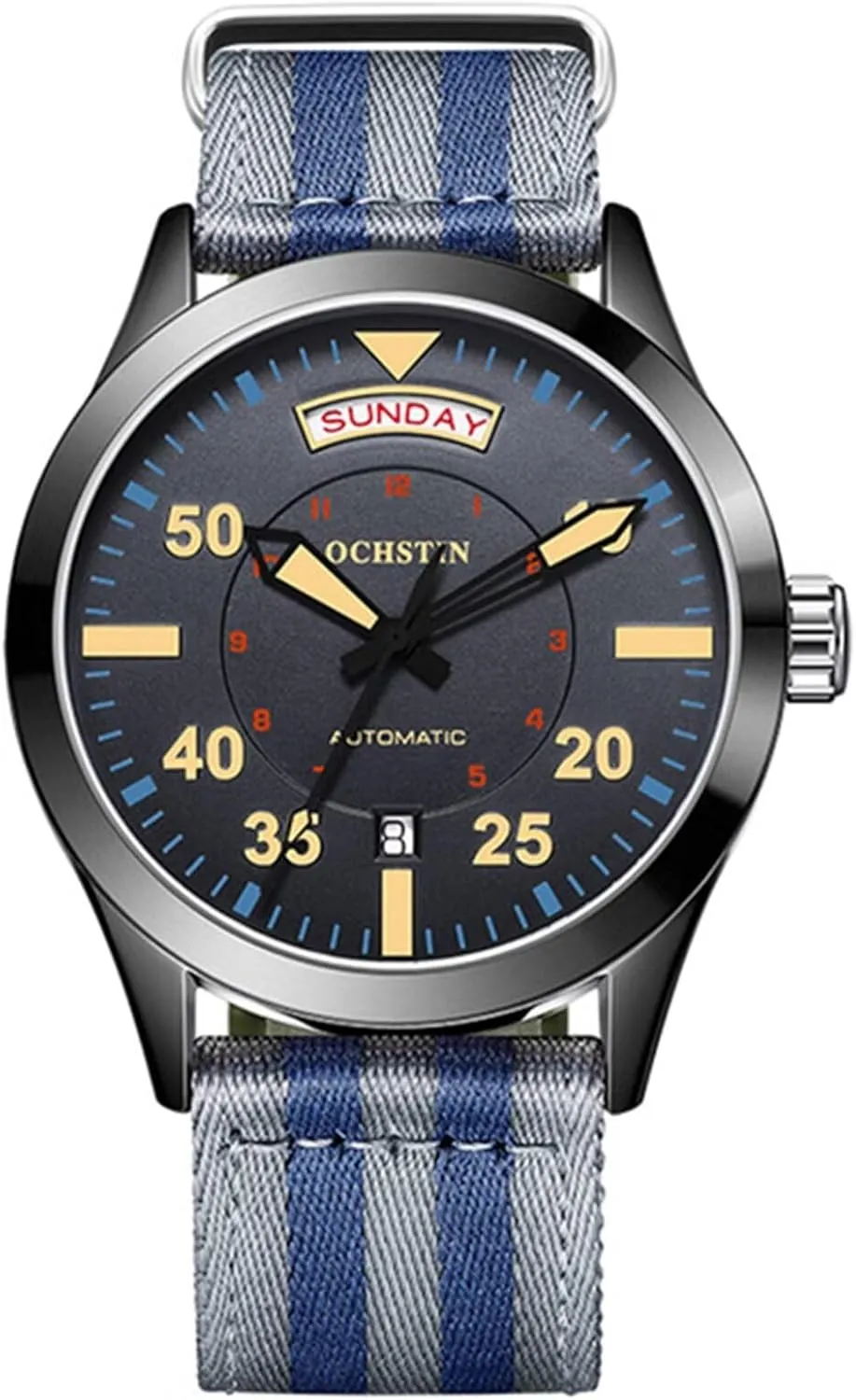 Men Watch Fashion Automatic Watch for Mens Analogue Date Display Business Mechanical Watches Waterproof Casual Nylon Strap