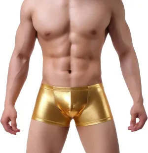 Mens Boxer Trunks Leather Underwear Classics Boxer Briefs Soft Comfortable Hipsters Trunk