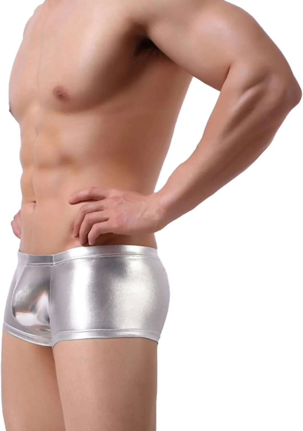 Mens Boxer Trunks Leather Underwear Classics Boxer Briefs Soft Comfortable Hipsters Trunk
