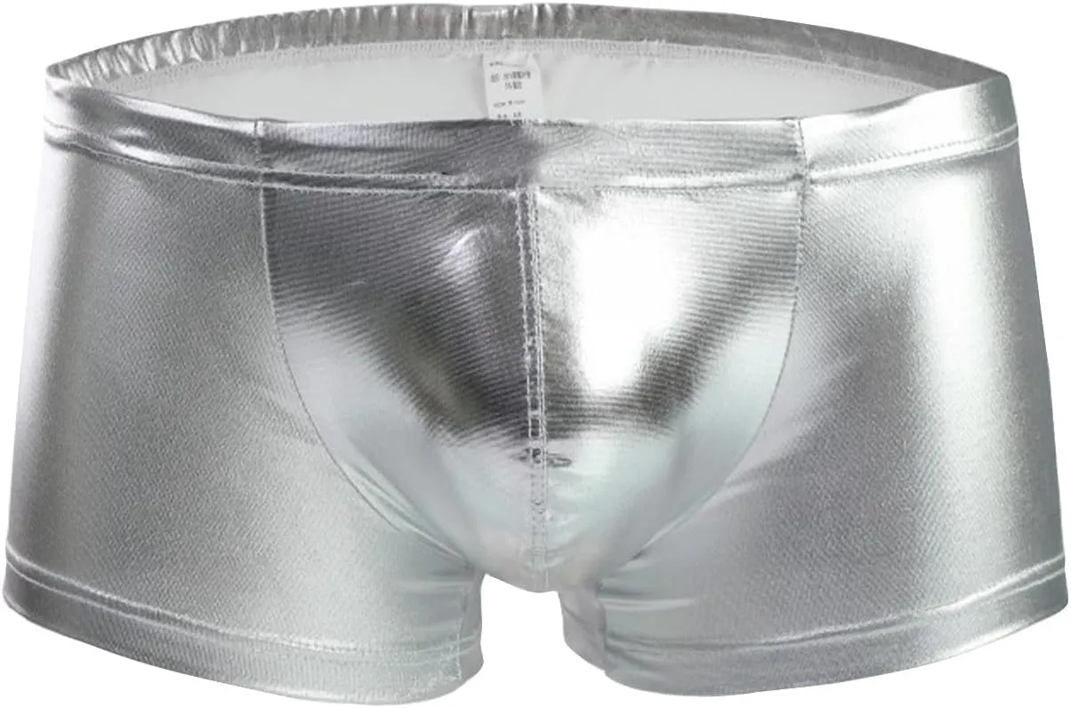 Mens Boxer Trunks Leather Underwear Classics Boxer Briefs Soft Comfortable Hipsters Trunk