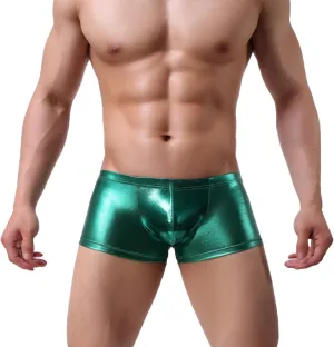 Mens Boxer Trunks Leather Underwear Classics Boxer Briefs Soft Comfortable Hipsters Trunk