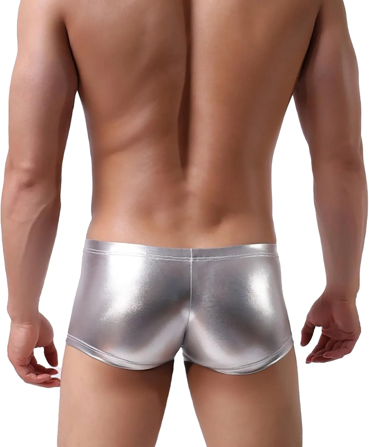 Mens Boxer Trunks Leather Underwear Classics Boxer Briefs Soft Comfortable Hipsters Trunk