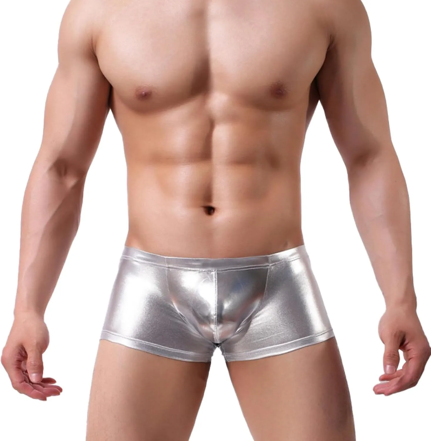 Mens Boxer Trunks Leather Underwear Classics Boxer Briefs Soft Comfortable Hipsters Trunk