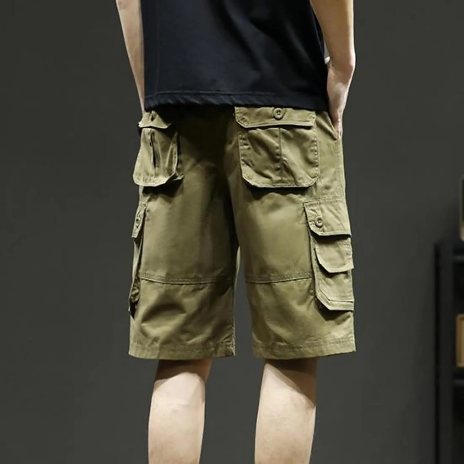 Men's Casual Cargo Shorts Summer Stylish Chino Cotton Shorts with Multiple Pockets Sports Twill Outdoor Short Pants