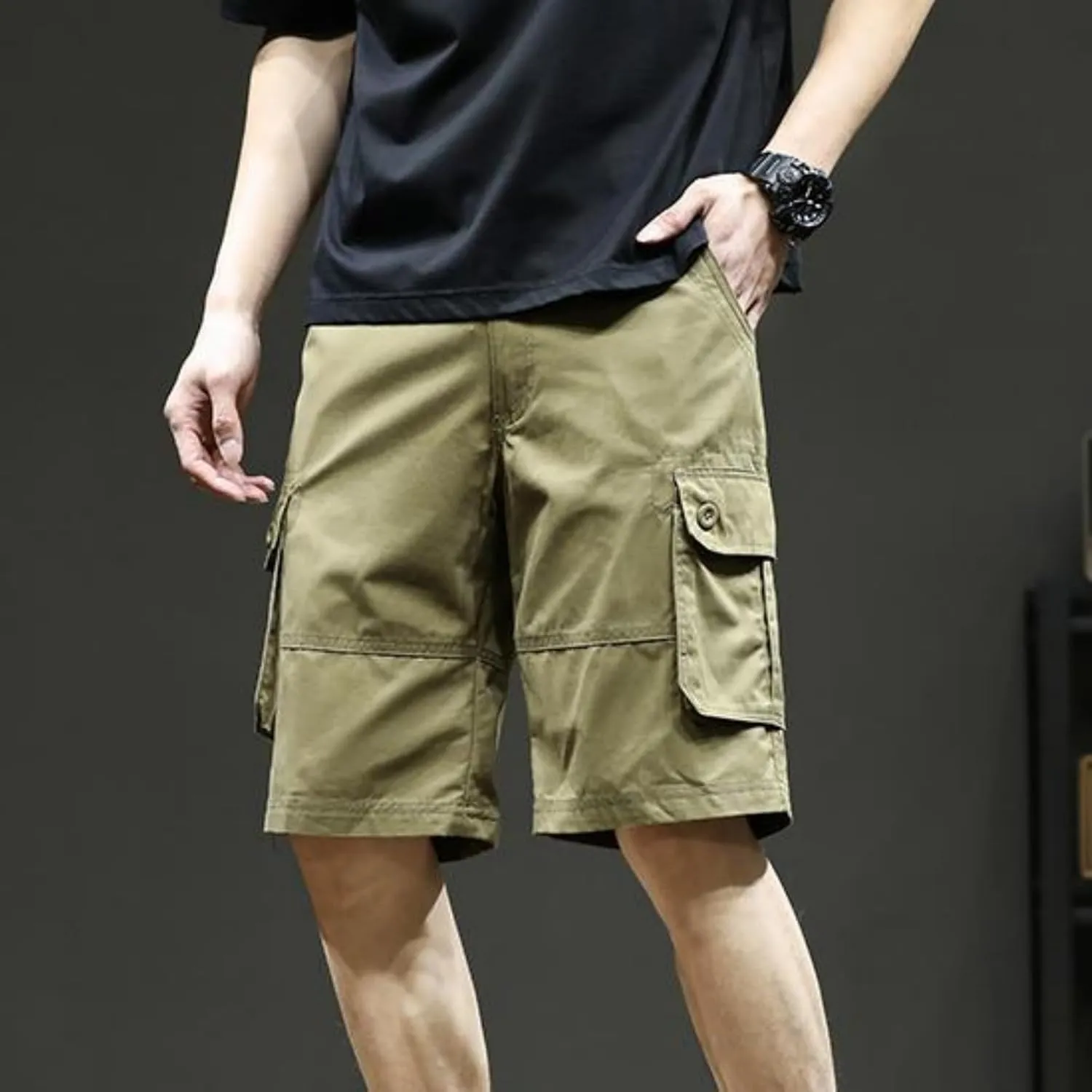 Men's Casual Cargo Shorts Summer Stylish Chino Cotton Shorts with Multiple Pockets Sports Twill Outdoor Short Pants
