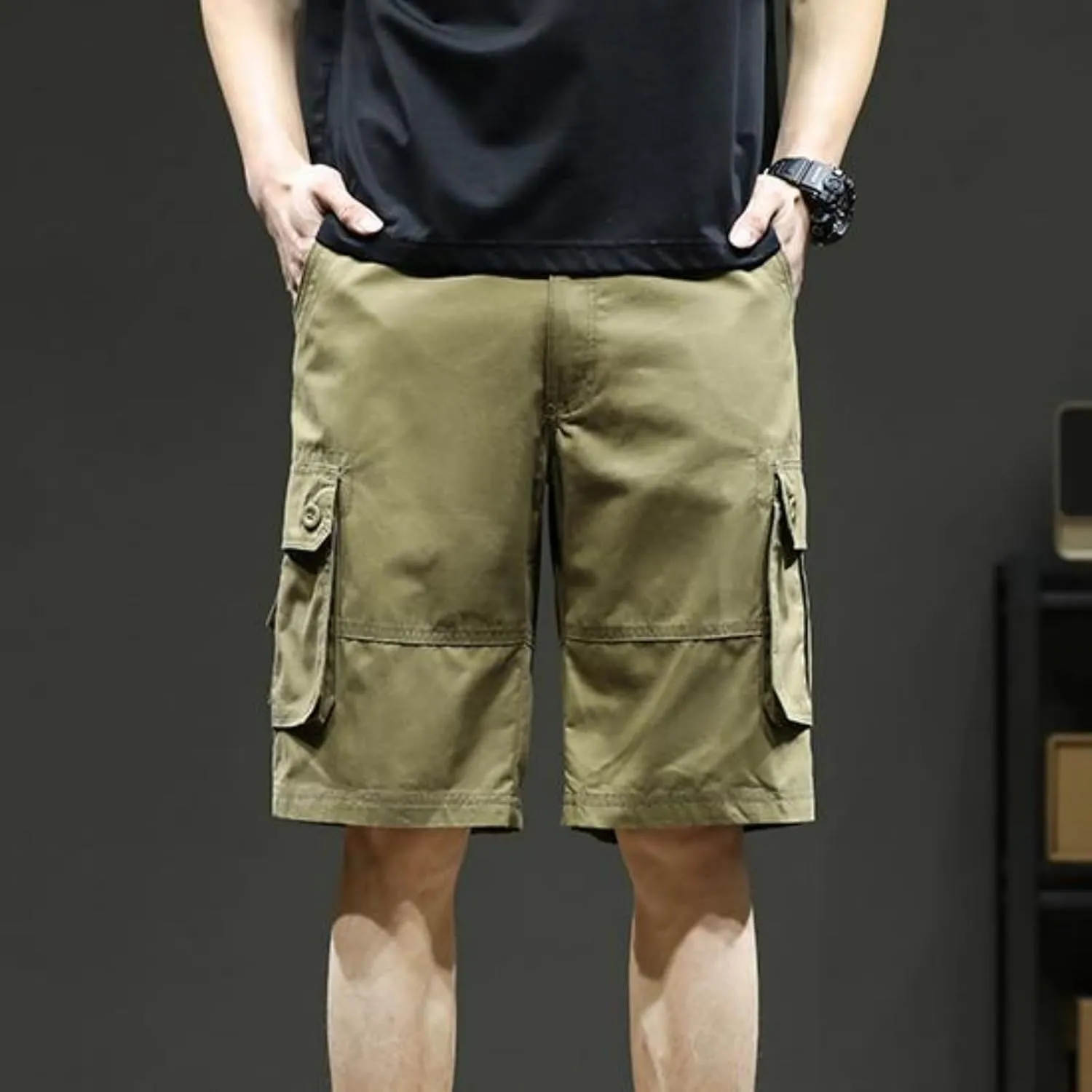 Men's Casual Cargo Shorts Summer Stylish Chino Cotton Shorts with Multiple Pockets Sports Twill Outdoor Short Pants